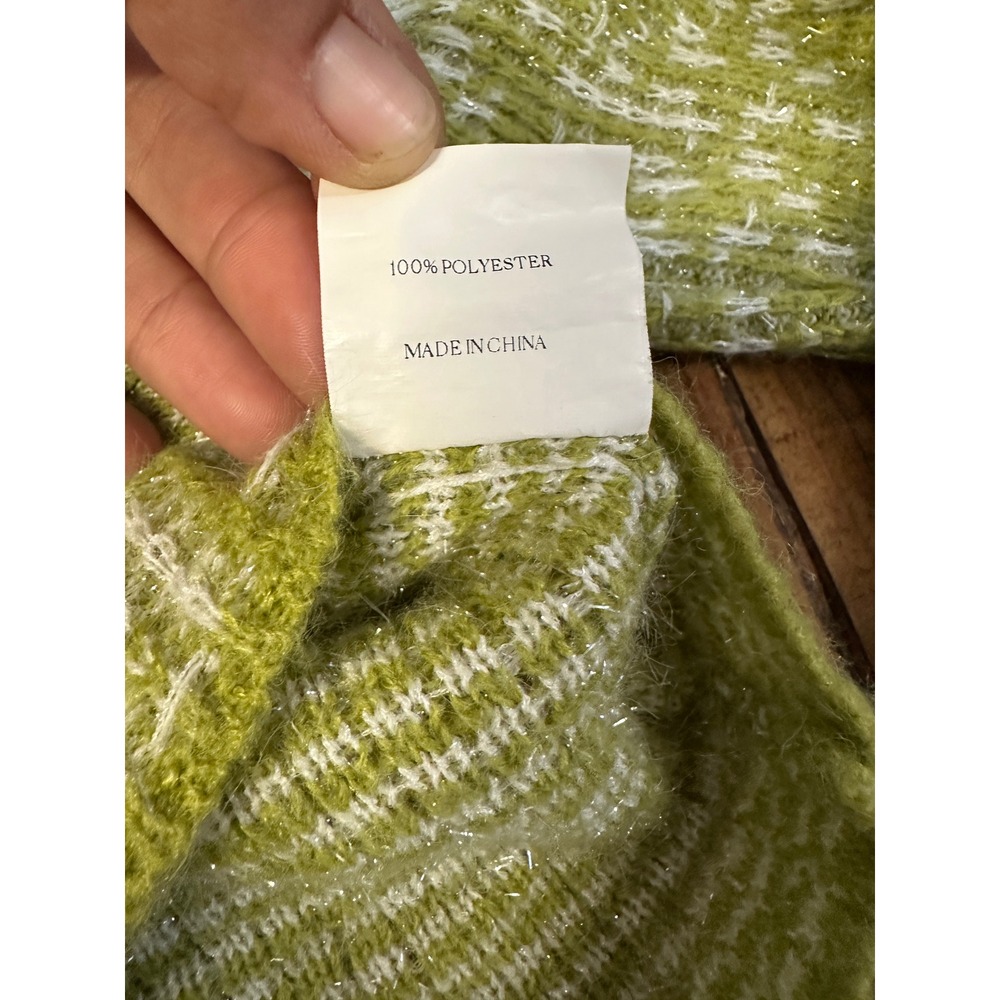 Cider Olive Green & White Tweed Cropped Cardigan Sweater - Picture 10 of 10